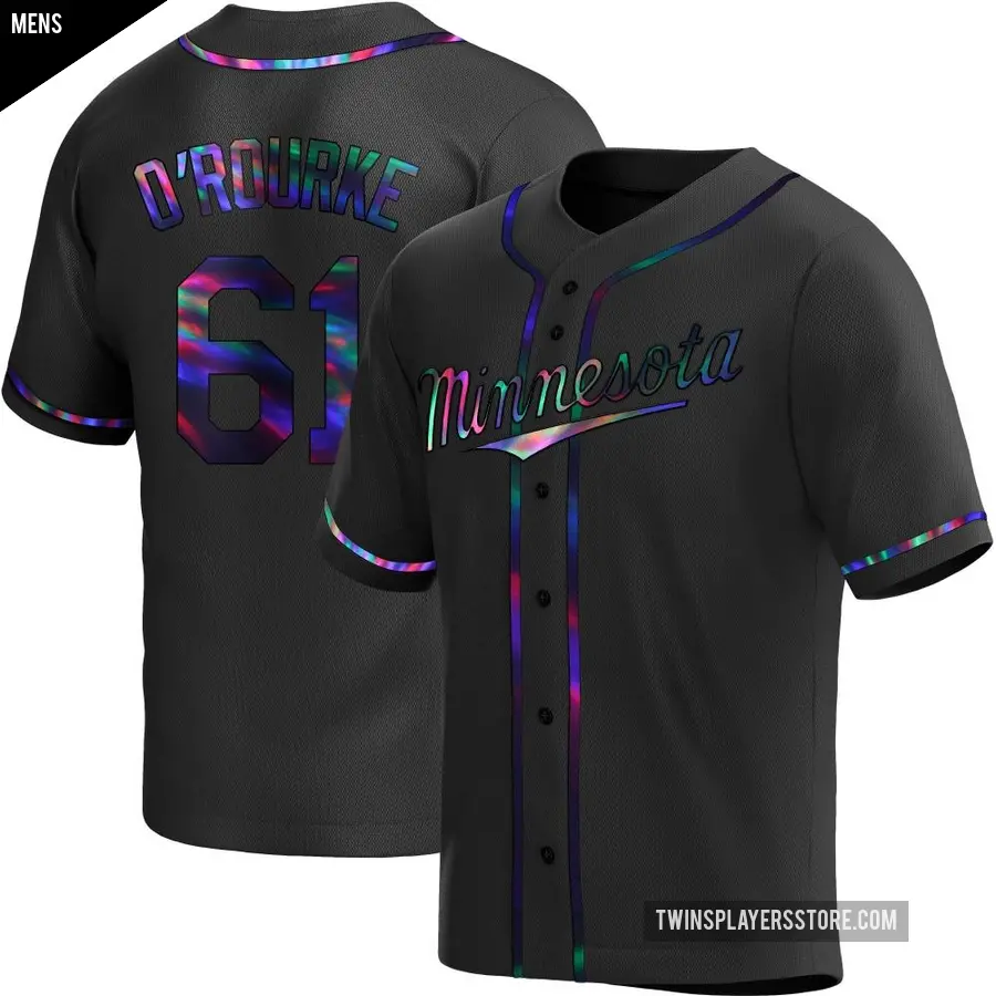 Men's Minnesota Twins ＃61 Ryan O'rourke Replica Black Ryan O'Rourke Holographic Alternate Jersey