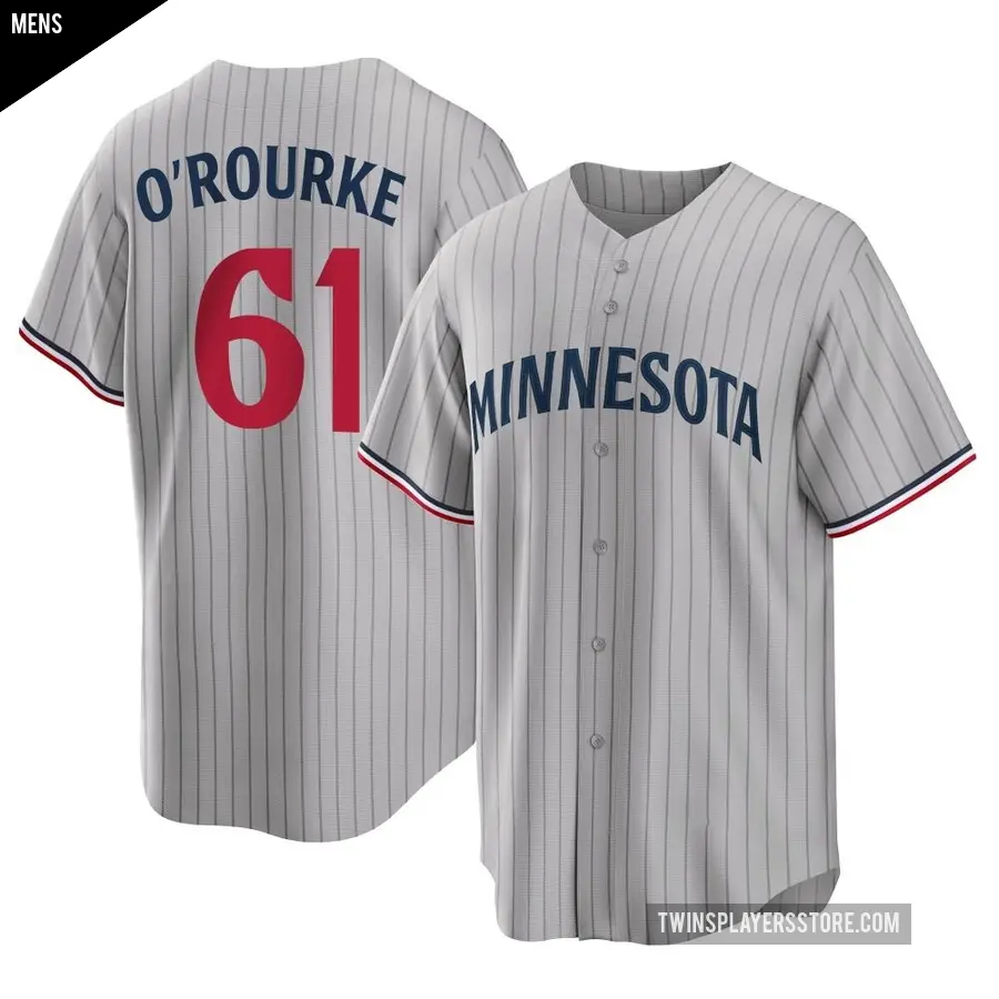 Men's Minnesota Twins ＃61 Ryan O'rourke Replica Gray Ryan O'Rourke Road Jersey