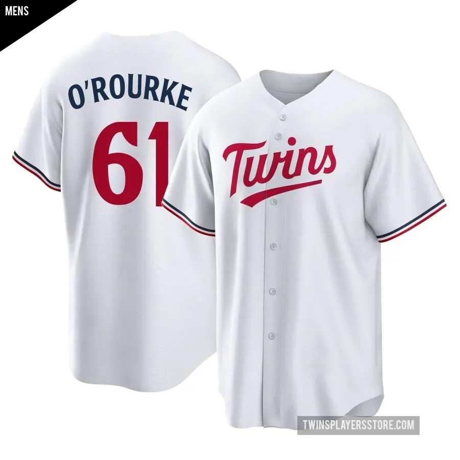 Men's Minnesota Twins ＃61 Ryan O'rourke Replica White Ryan O'Rourke Home Jersey