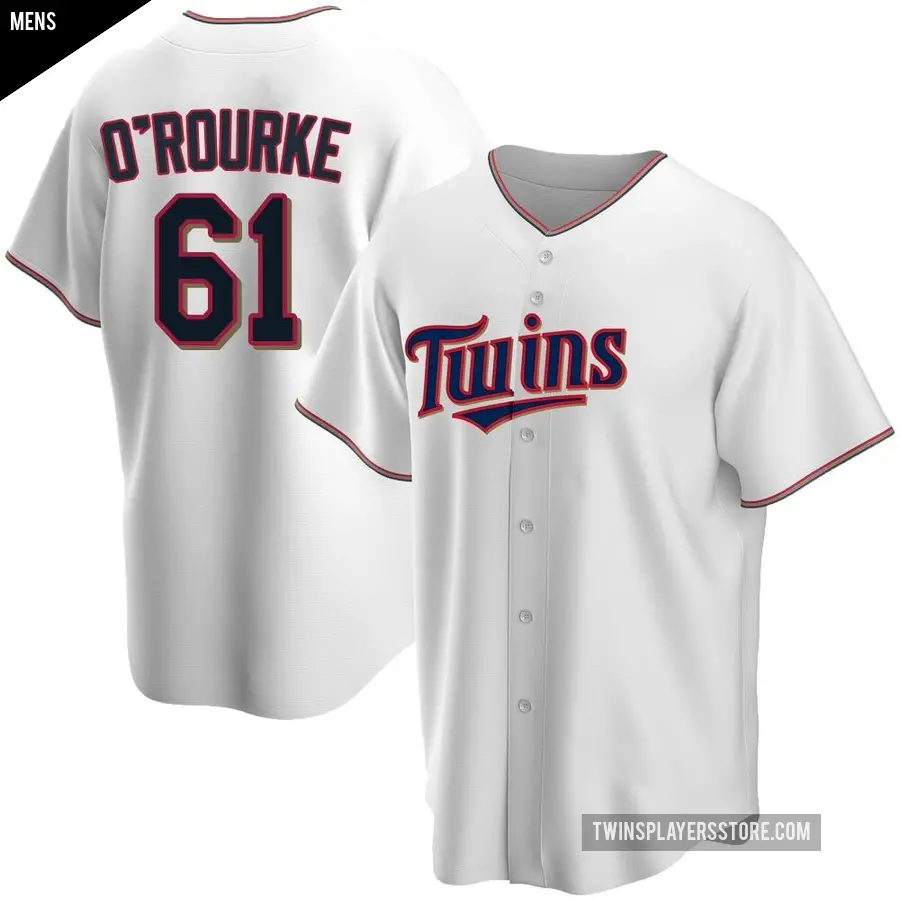 Men's Minnesota Twins ＃61 Ryan O'rourke Replica White Ryan O'Rourke Home Jersey