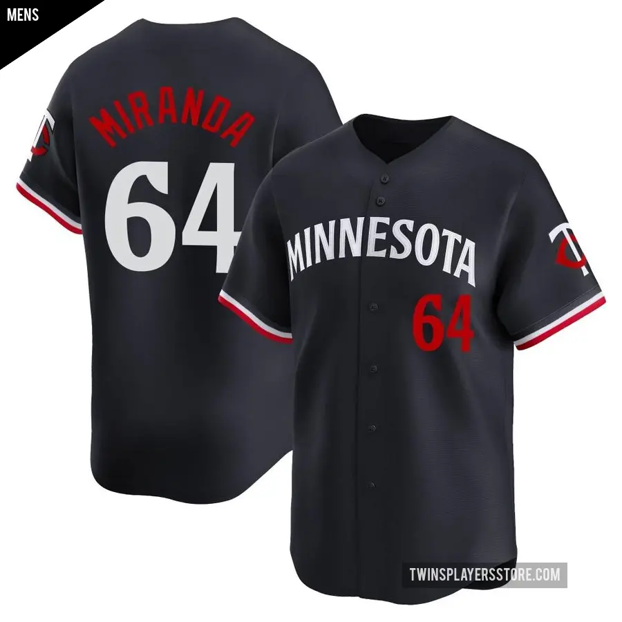 Men's Minnesota Twins ＃64 Jose Miranda Limited Navy Alternate Jersey