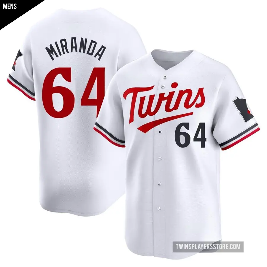 Men's Minnesota Twins ＃64 Jose Miranda Limited White Home Jersey