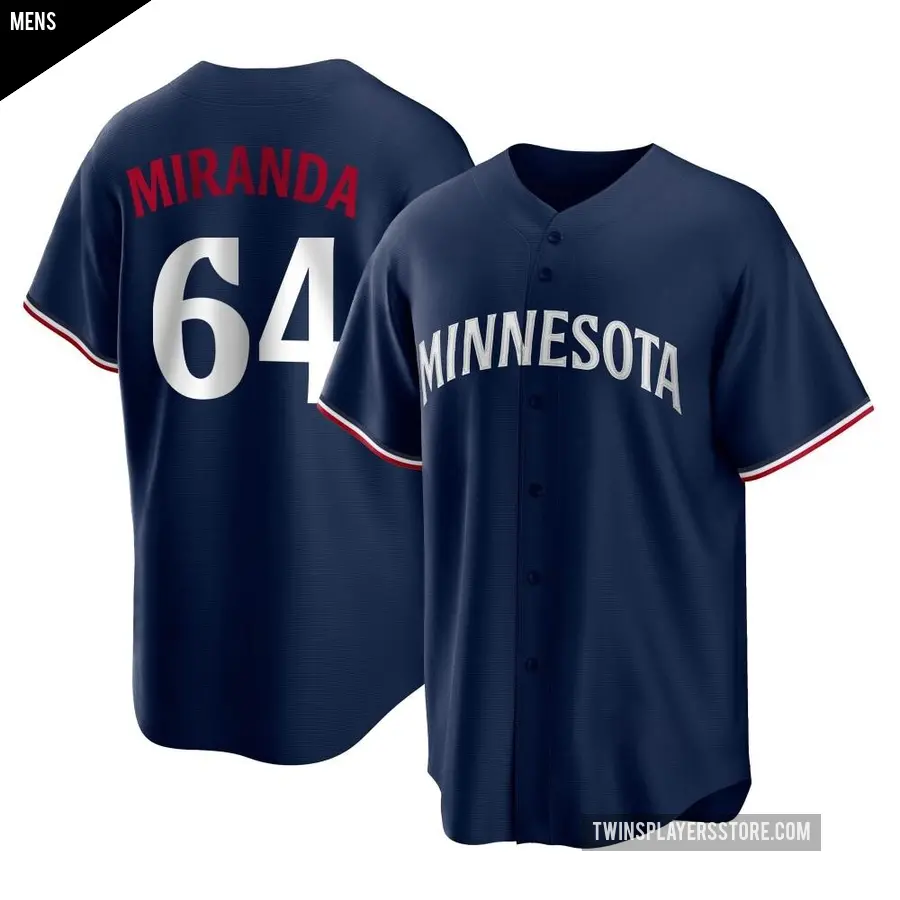 Men's Minnesota Twins ＃64 Jose Miranda Replica Navy Alternate Jersey