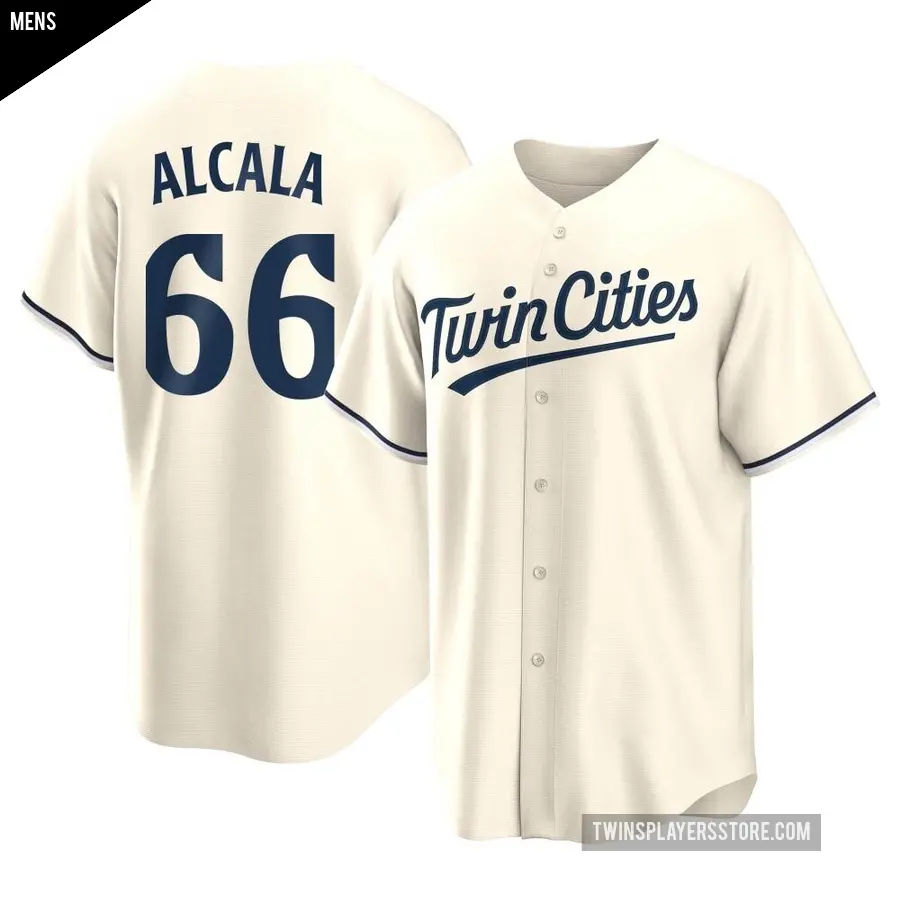 Men's Minnesota Twins ＃66 Jorge Alcala Replica Cream Alternate Jersey