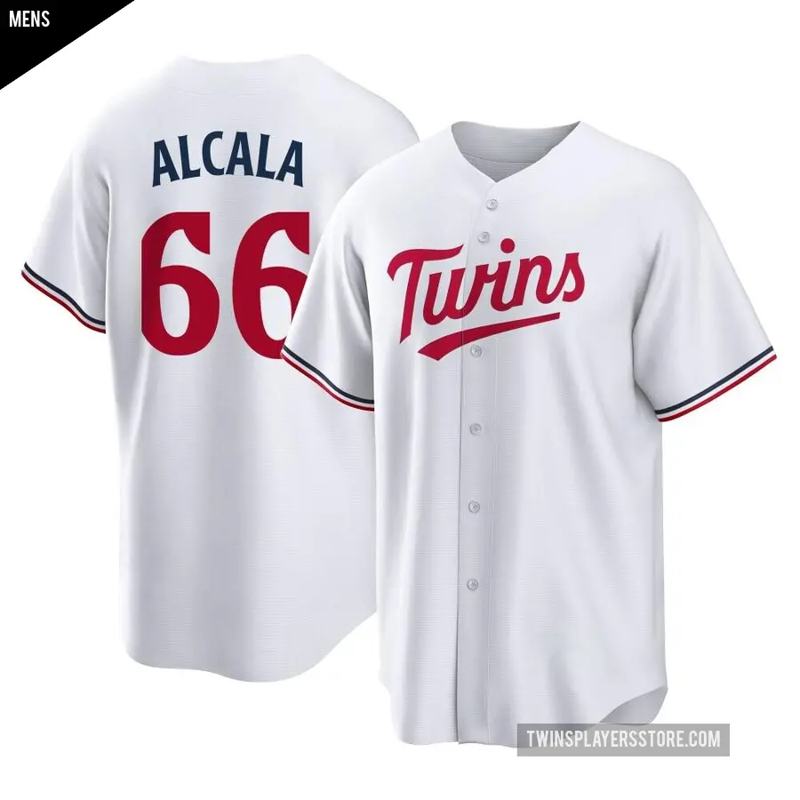 Men's Minnesota Twins ＃66 Jorge Alcala Replica White Home Jersey