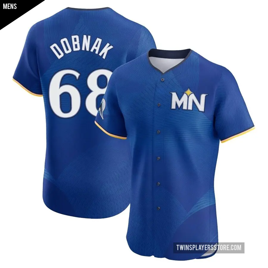 Men's Minnesota Twins ＃68 Randy Dobnak Elite Royal 2024 City Connect Jersey