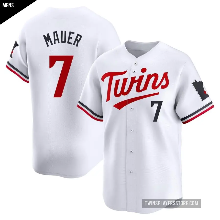 Men's Minnesota Twins ＃7 Joe Mauer Limited White Home Jersey