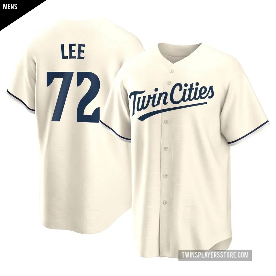 Men's Minnesota Twins ＃72 Brooks Lee Replica Cream Alternate Jersey