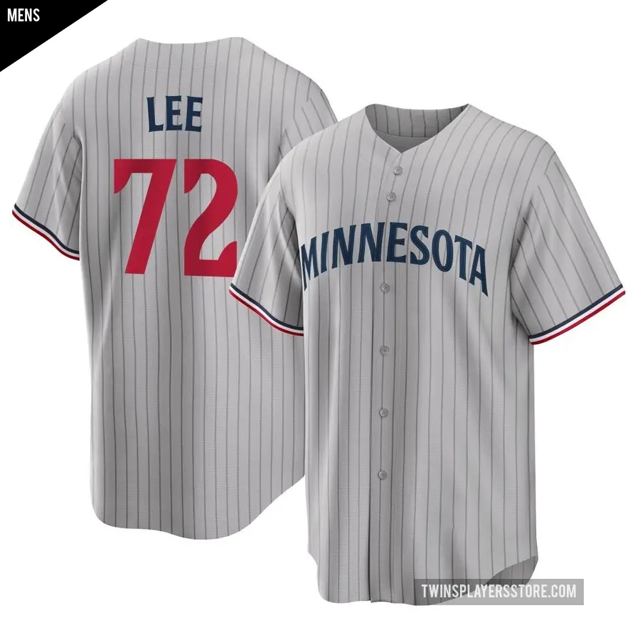 Men's Minnesota Twins ＃72 Brooks Lee Replica Gray Road Jersey