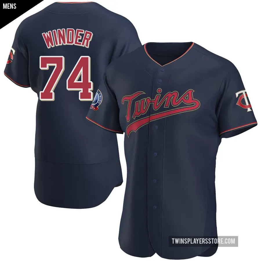 Men's Minnesota Twins ＃74 Josh Winder Authentic Navy Alternate 60th Season Team Jersey