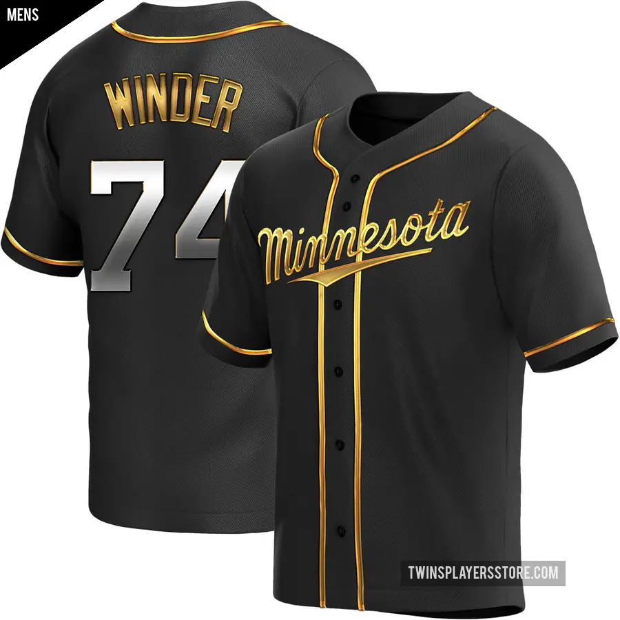 Men's Minnesota Twins ＃74 Josh Winder Replica Gold Black en Alternate Jersey