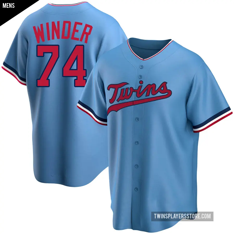 Men's Minnesota Twins ＃74 Josh Winder Replica Light Blue Alternate Jersey