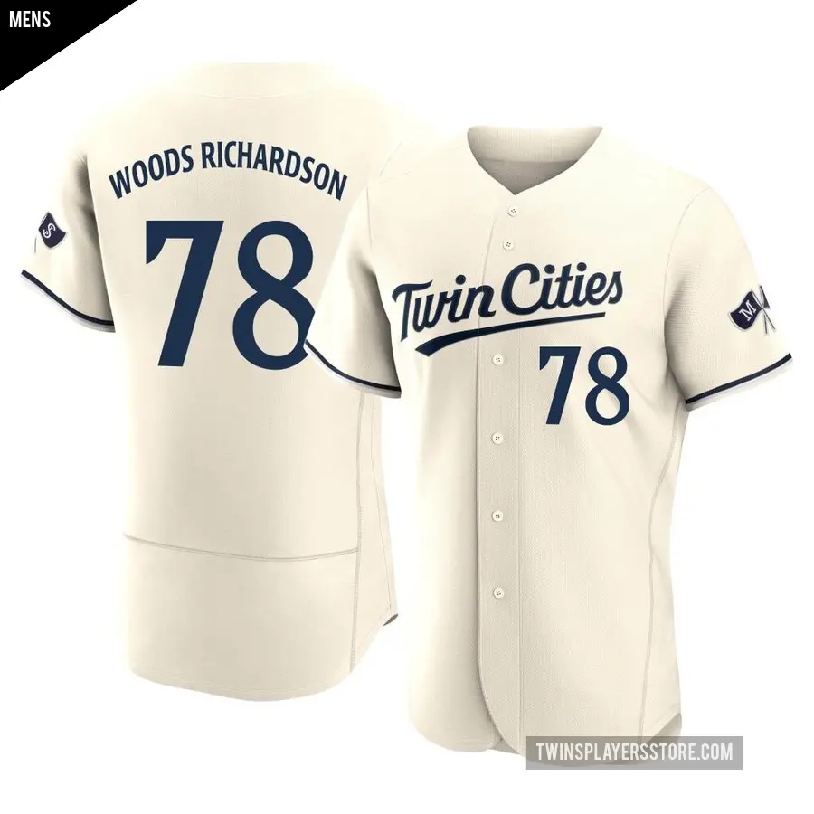 Men's Minnesota Twins ＃78 Simeon Woods Richardson Authentic Cream Alternate 2023 Jersey