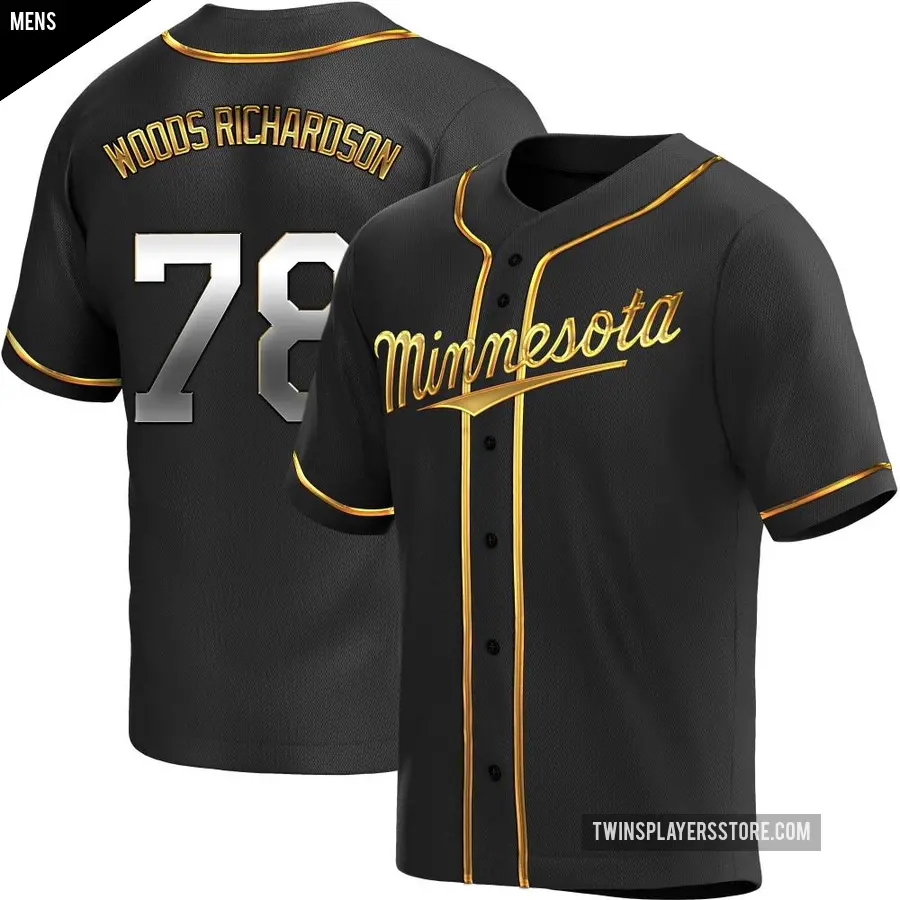 Men's Minnesota Twins ＃78 Simeon Woods Richardson Replica Gold Black en Alternate Jersey