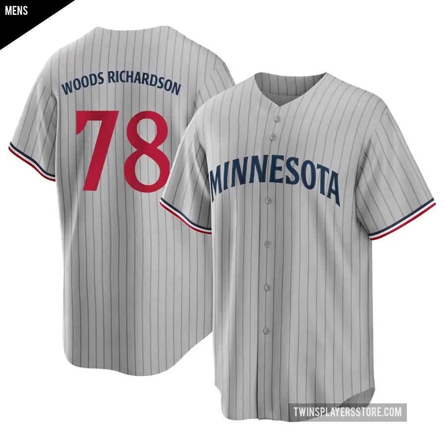 Men's Minnesota Twins ＃78 Simeon Woods Richardson Replica Gray Road Jersey