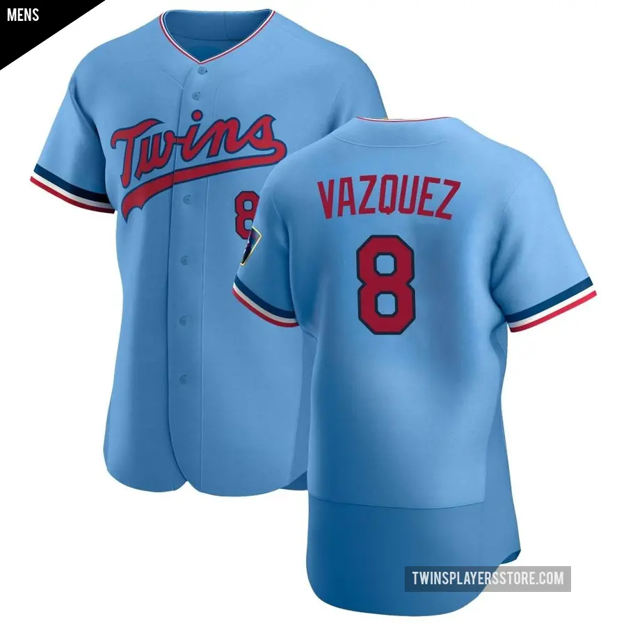 Men's Minnesota Twins ＃8 Christian Vazquez Authentic Light Blue Alternate Jersey