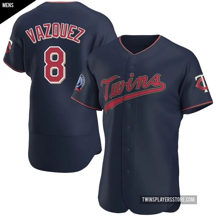 Men's Minnesota Twins ＃8 Christian Vazquez Authentic Navy Alternate 60th Season Team Jersey