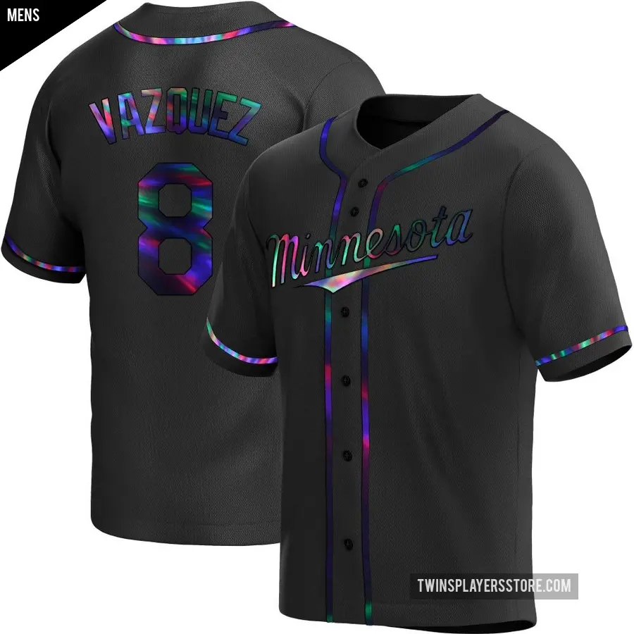 Men's Minnesota Twins ＃8 Christian Vazquez Replica Black Holographic Alternate Jersey