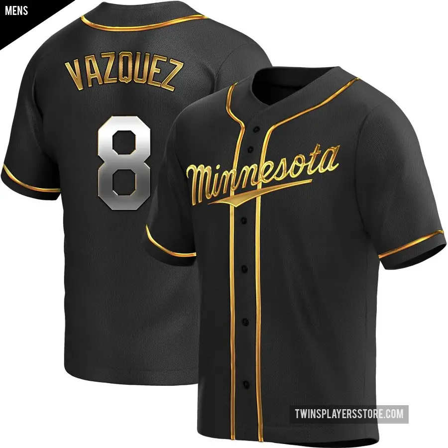 Men's Minnesota Twins ＃8 Christian Vazquez Replica Gold Black en Alternate Jersey