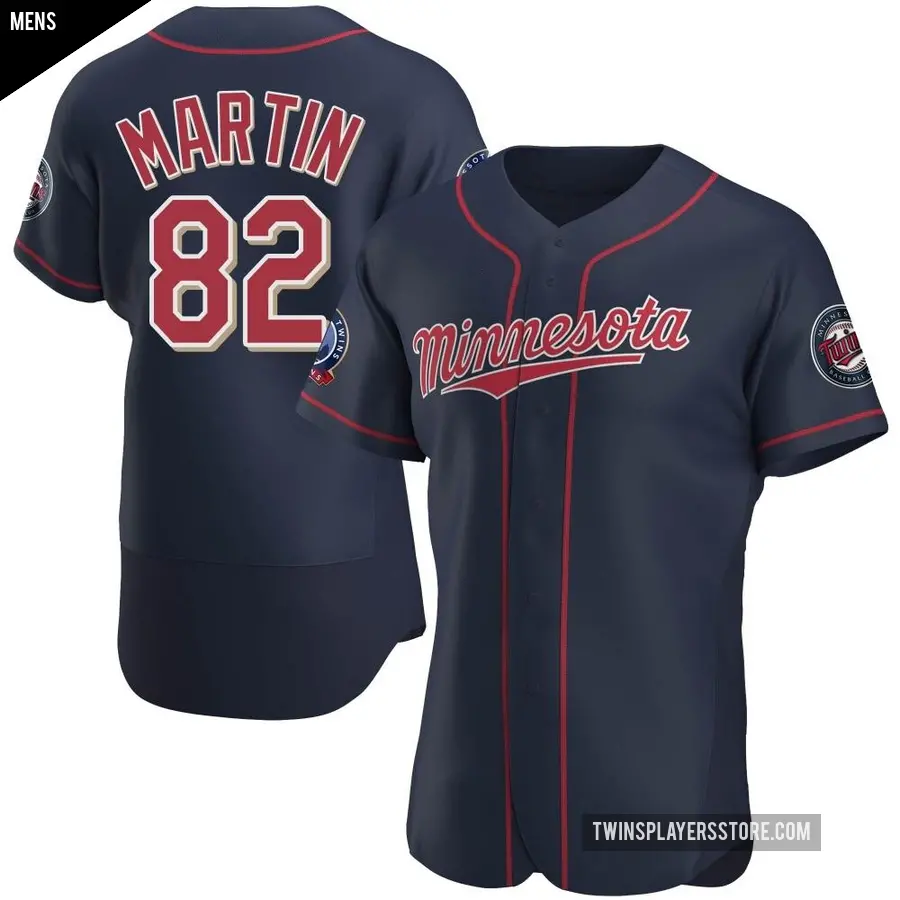 Men's Minnesota Twins ＃82 Austin Martin Authentic Navy Alternate 60th Season Jersey