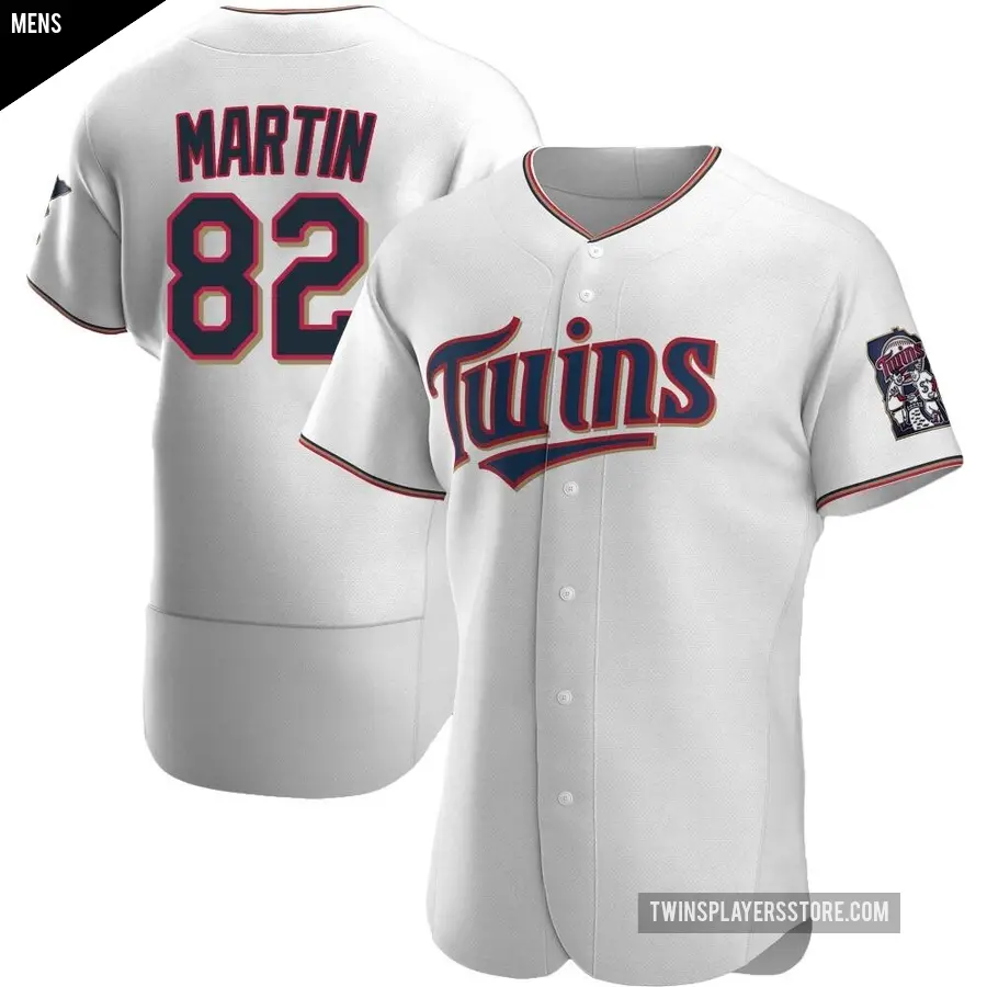 Men's Minnesota Twins ＃82 Austin Martin Authentic White Home Jersey