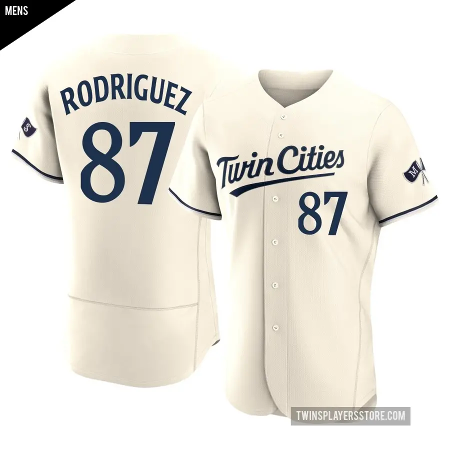 Men's Minnesota Twins ＃87 Emmanuel Rodriguez Authentic Cream Alternate 2023 Jersey