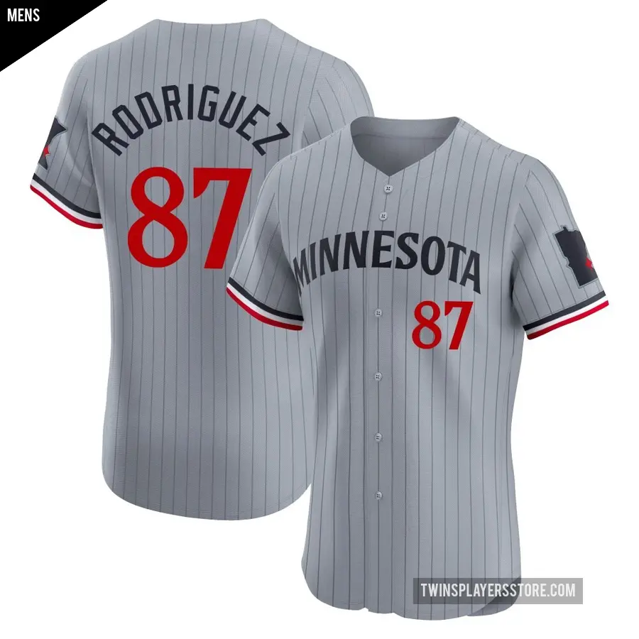 Men's Minnesota Twins ＃87 Emmanuel Rodriguez Elite Gray Road Jersey