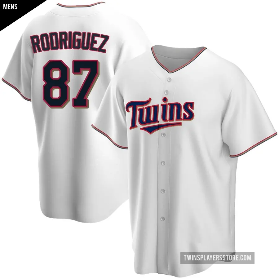 Men's Minnesota Twins ＃87 Emmanuel Rodriguez Replica White Home Jersey