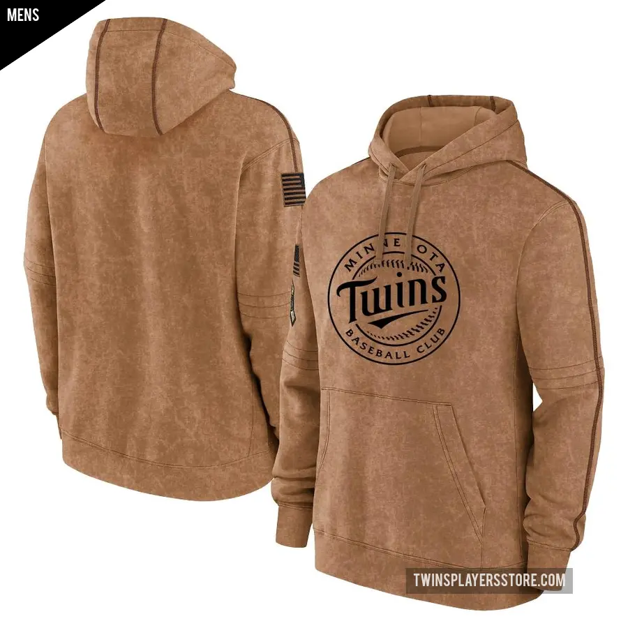 Men's Minnesota Twins Brown 2023 Salute to Service Club Pullover Hoodie