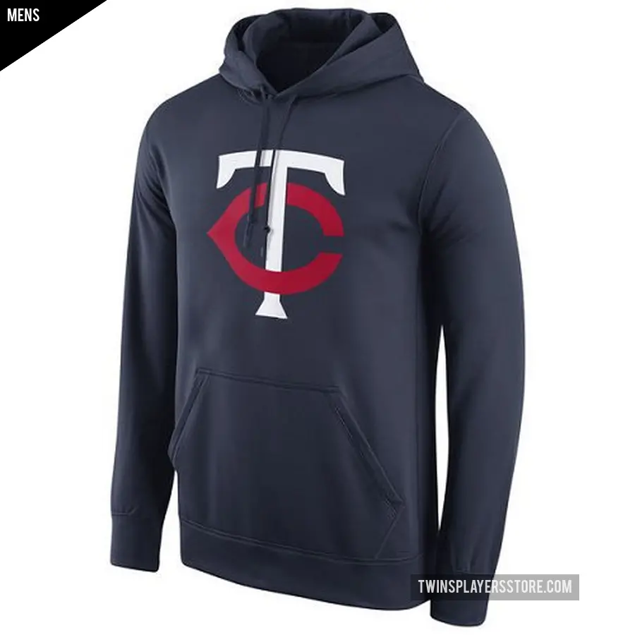 Men's Minnesota Twins Navy Logo Performance Pullover Hoodie -