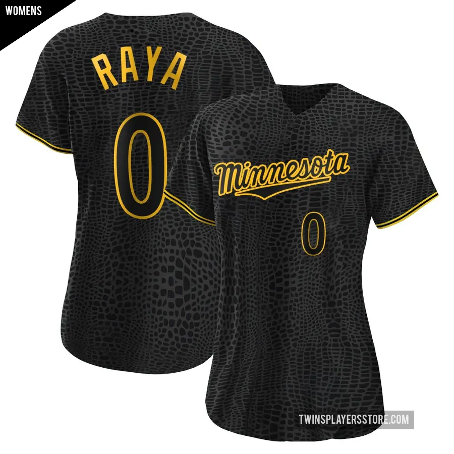 Women's Minnesota Twins ＃0 Marco Raya Authentic Black Snake Skin City Jersey