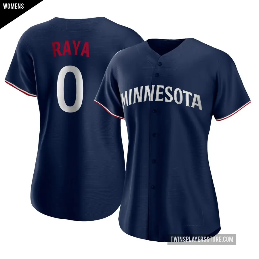 Women's Minnesota Twins ＃0 Marco Raya Authentic Navy Alternate Jersey