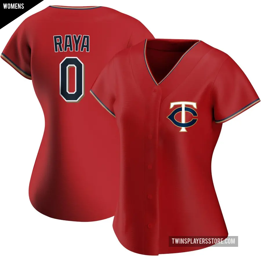 Women's Minnesota Twins ＃0 Marco Raya Authentic Red Alternate Jersey