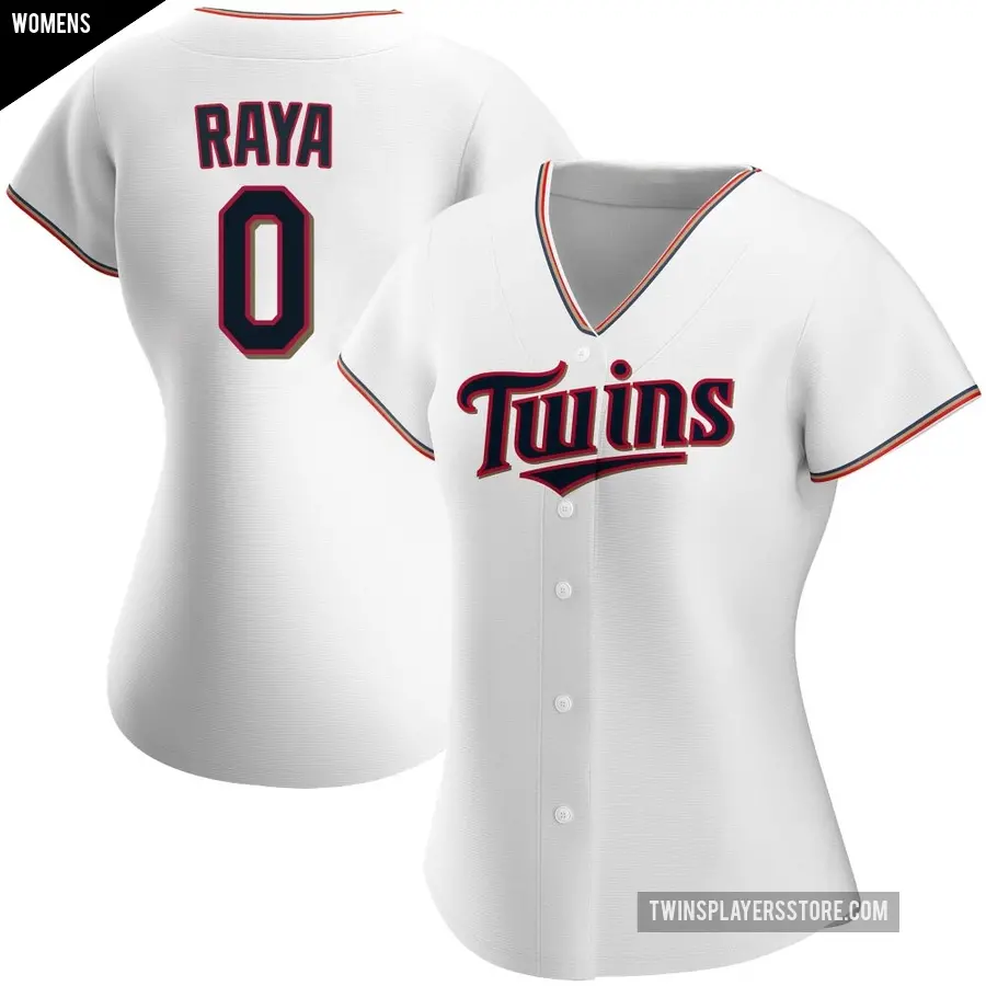 Women's Minnesota Twins ＃0 Marco Raya Authentic White Home Jersey