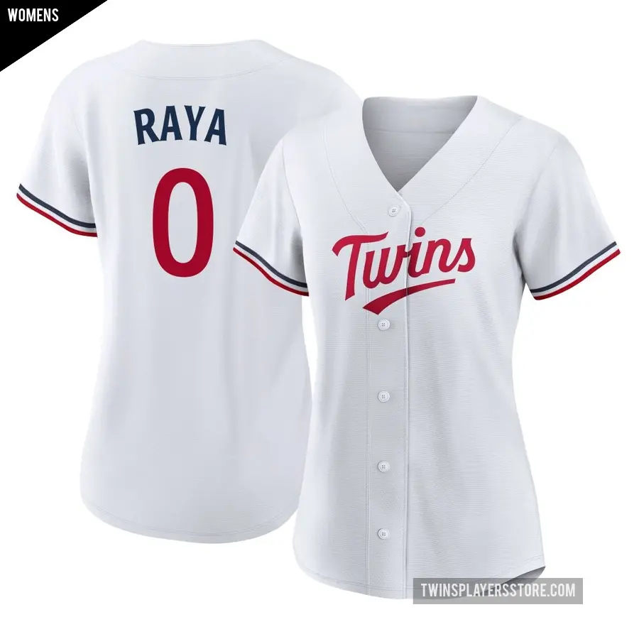 Women's Minnesota Twins ＃0 Marco Raya Authentic White Home Jersey