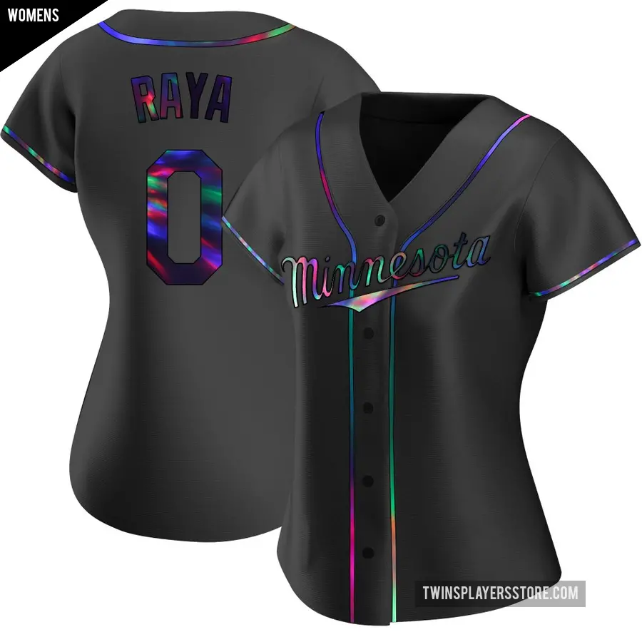 Women's Minnesota Twins ＃0 Marco Raya Replica Black Holographic Alternate Jersey