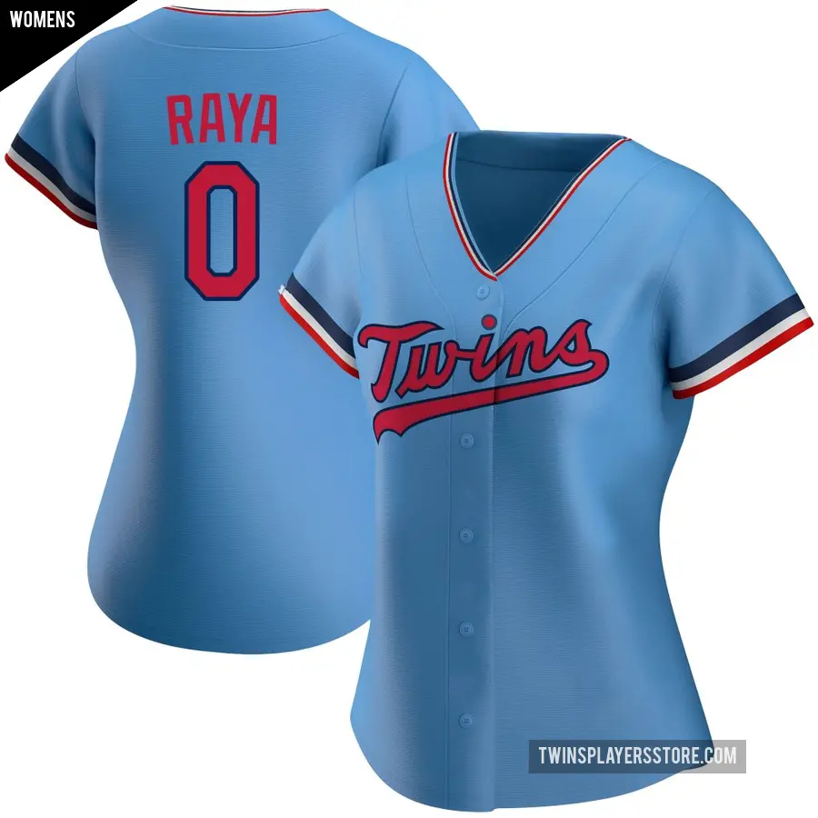 Women's Minnesota Twins ＃0 Marco Raya Replica Light Blue Alternate Jersey