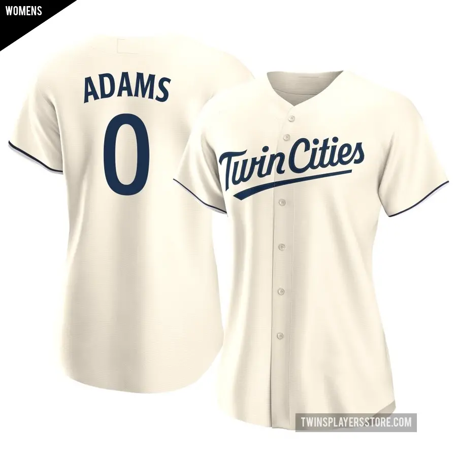 Women's Minnesota Twins ＃0 Travis Adams Authentic Cream Alternate Jersey