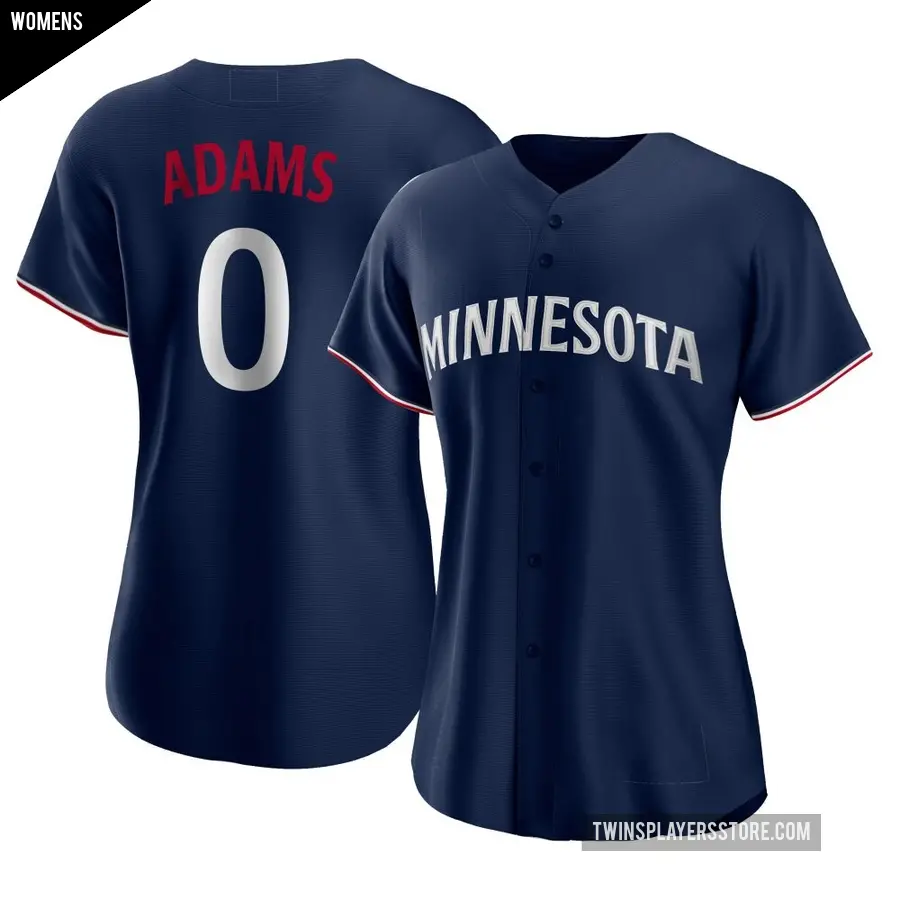 Women's Minnesota Twins ＃0 Travis Adams Authentic Navy Alternate Jersey