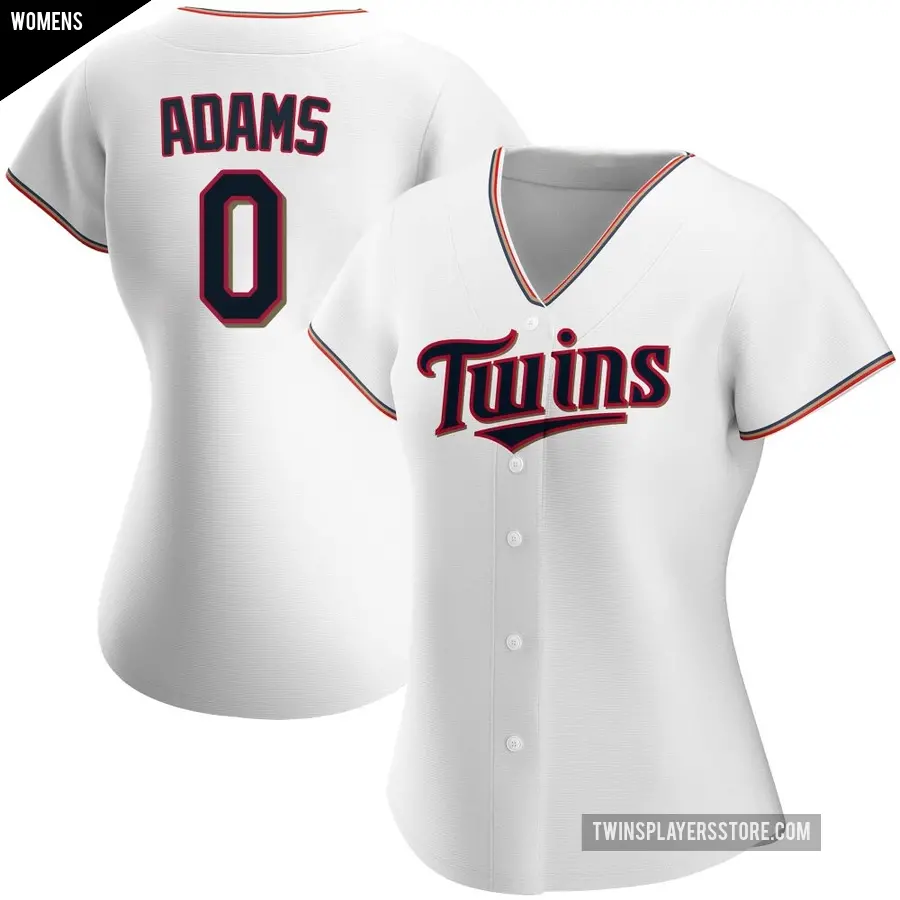 Women's Minnesota Twins ＃0 Travis Adams Authentic White Home Jersey