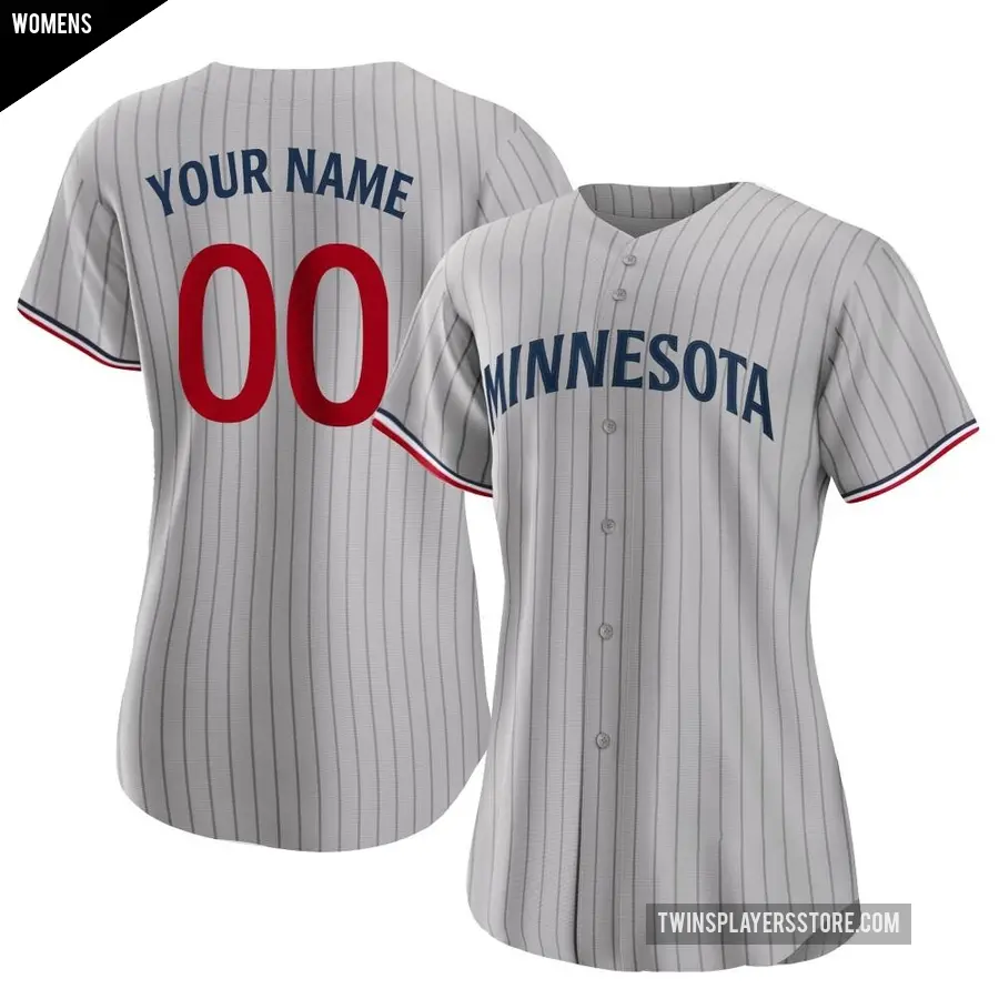 Women's Minnesota Twins ＃00 Custom Authentic Gray Road Jersey