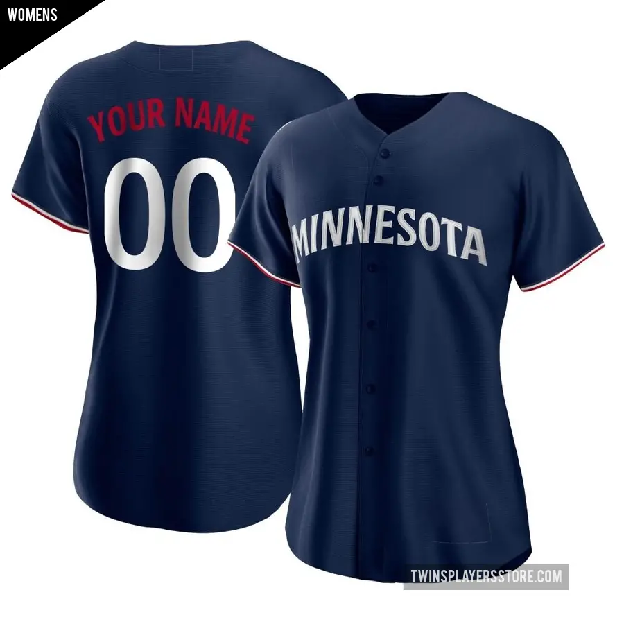 Women's Minnesota Twins ＃00 Custom Authentic Navy Alternate Jersey