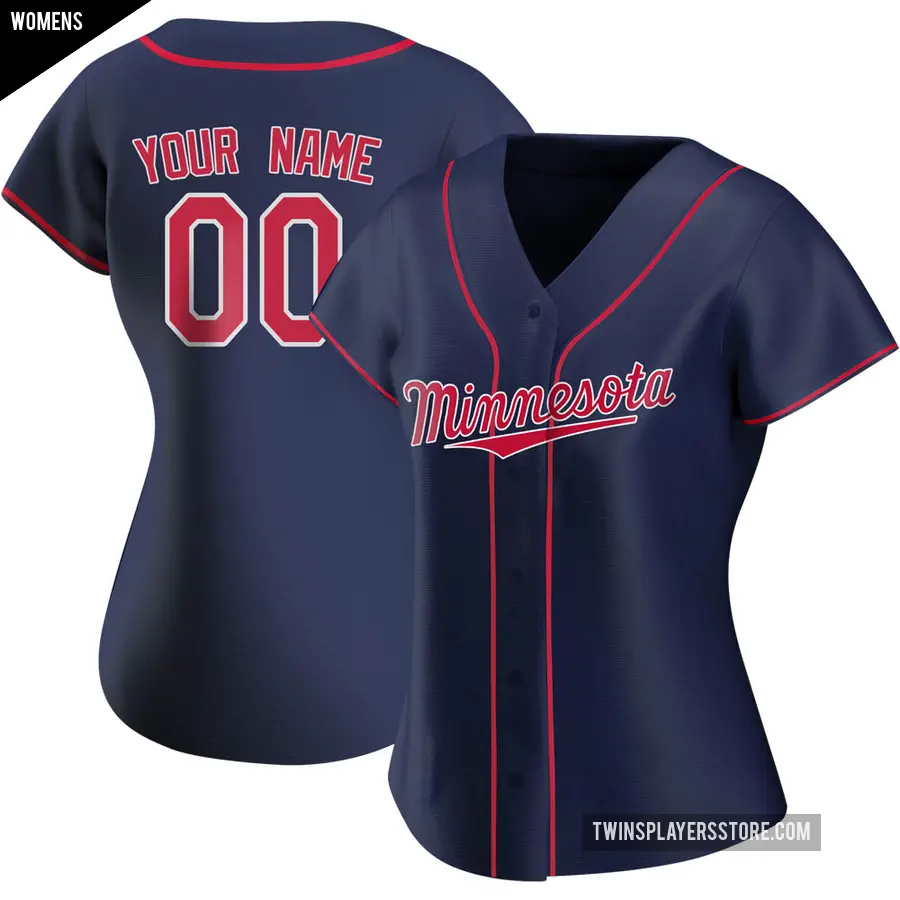 Women's Minnesota Twins ＃00 Custom Authentic Navy Alternate Team Jersey