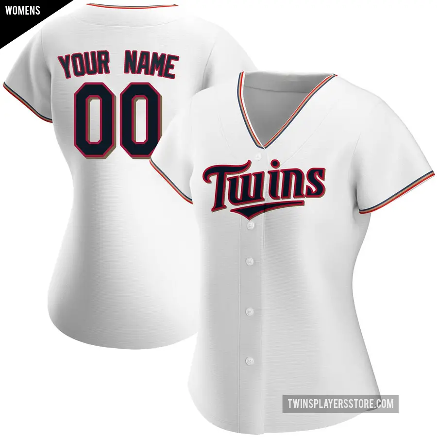 Women's Minnesota Twins ＃00 Custom Authentic White Home Jersey