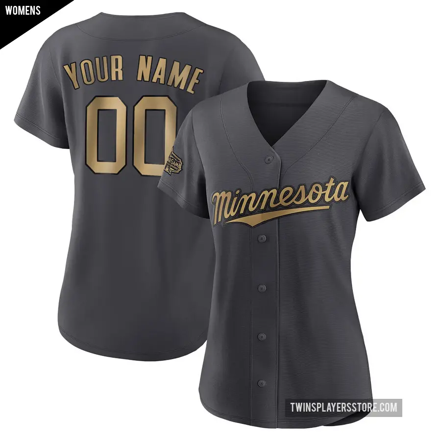 Women's Minnesota Twins ＃00 Custom Game Charcoal Authentic 2022 All-Star Jersey