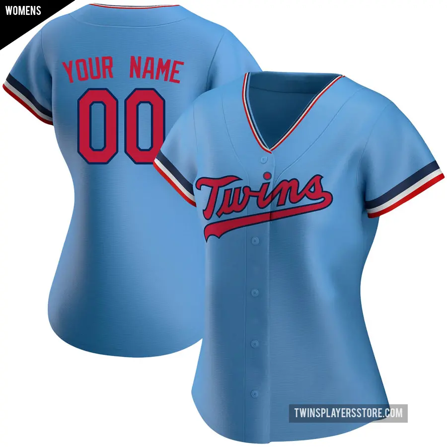 Women's Minnesota Twins ＃00 Custom Replica Light Blue Alternate Jersey