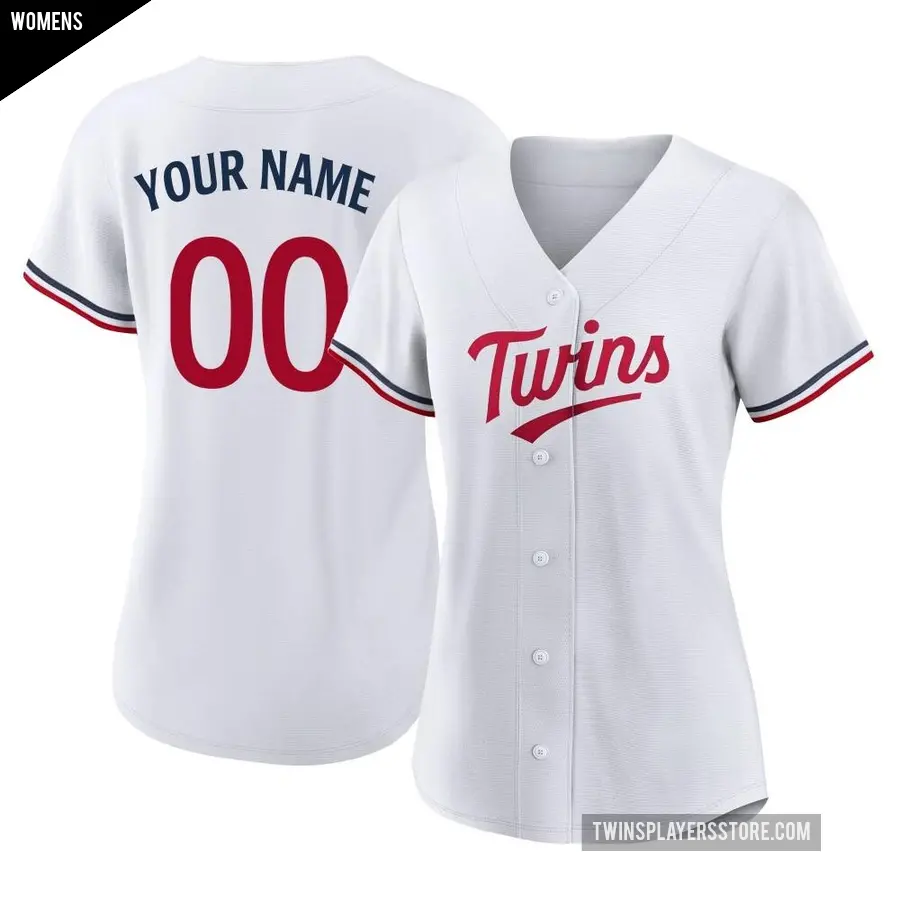 Women's Minnesota Twins ＃00 Custom Replica White Home Jersey