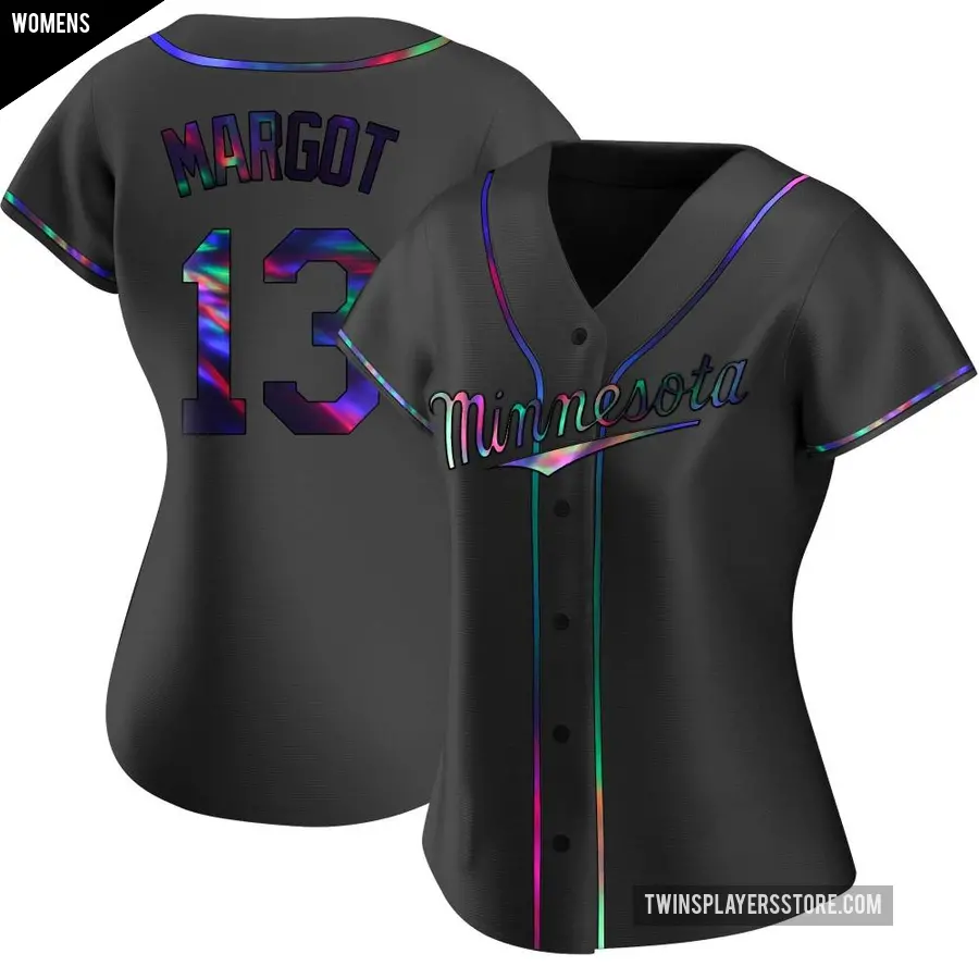 Women's Minnesota Twins ＃13 Manuel Margot Replica Black Holographic Alternate Jersey