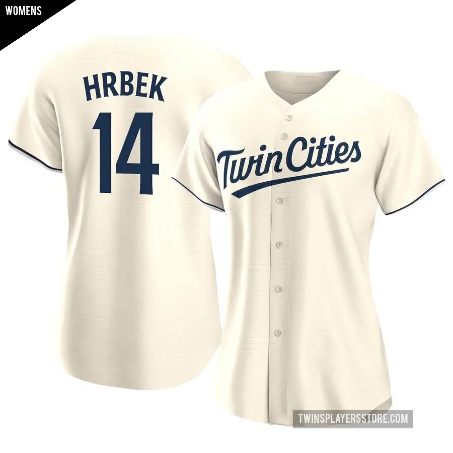 Women's Minnesota Twins ＃14 Kent Hrbek Authentic Cream Alternate Jersey