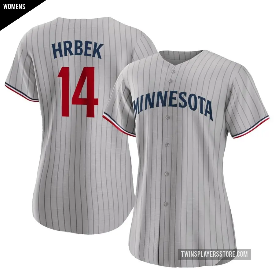 Women's Minnesota Twins ＃14 Kent Hrbek Authentic Gray Road Jersey